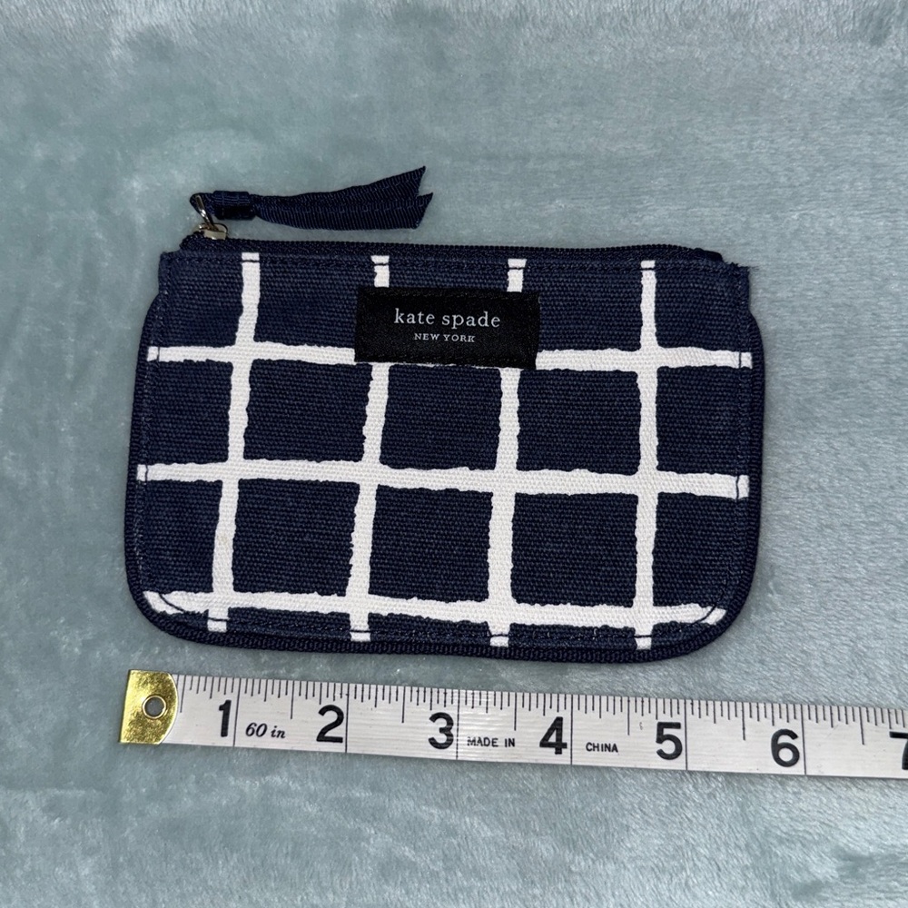 kate spade Navy and White Grid Pouch - Picture 3 of 11
